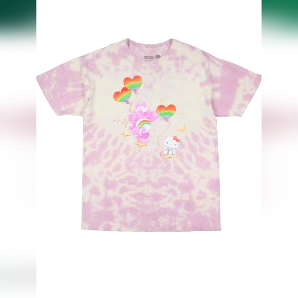 Sanrio Tops - Hello Kitty x Care Bears Women's Heart Balloon & Stars Shimmer Design Tie-Dye XL